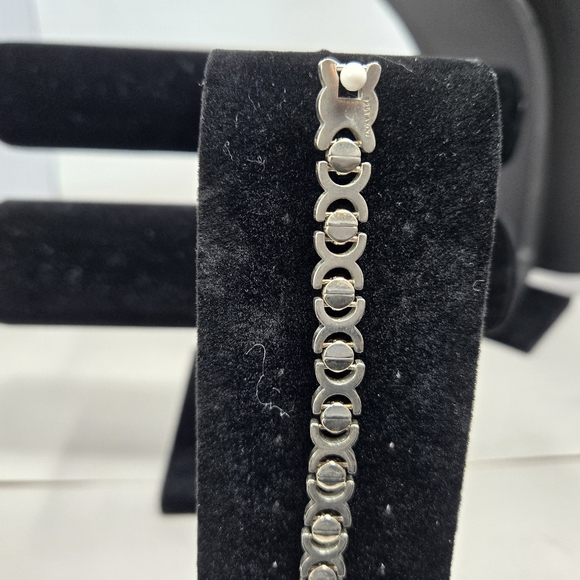 Vintage Mexican Taxco Sterling Silver Large Link  Loyalty Patience Bracelet - Picture 5 of 10